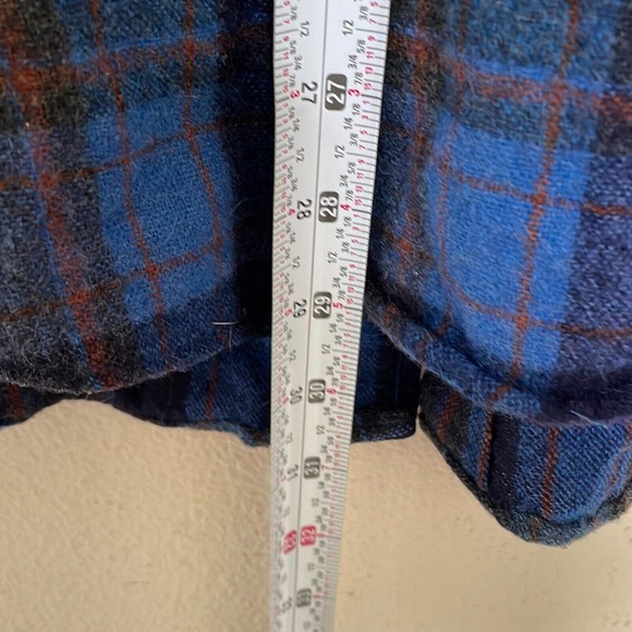 K-Mart Large Mens Blue Long Sleeve Plaid Pockets Collared Button Up Shirt - Picture 7 of 7